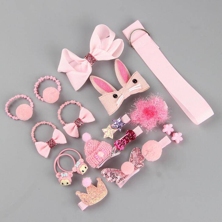 Girls Cute Hair Accessories Set - Fabric Bow, Flower Hairpins, Barrette Hair clips, 18 pcs/box.