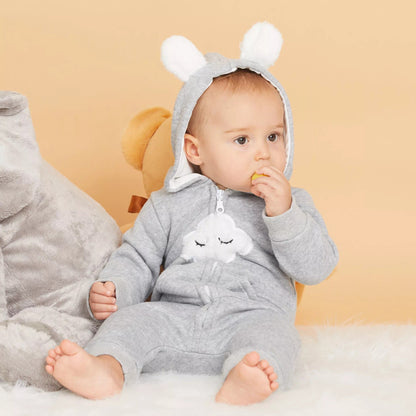 Unisex Adorable Hooded Warm Jumpsuit - Pink, Grey.