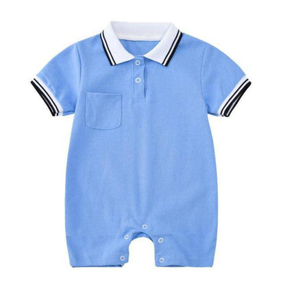 Baby Girls Boys Fashion Polo 100% Cotton Bodysuit - Blue, Pink, White, Dark Blue, Yellow, Grey.