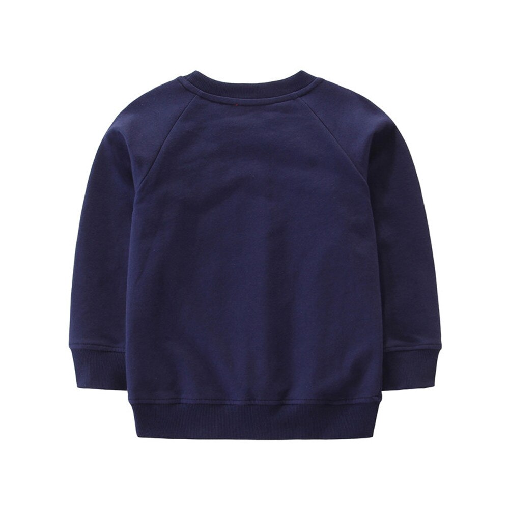 Children's Cartoon Character Print Long Sleeve Cotton Sweatshirts - Navy Blue