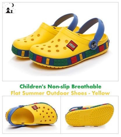 Children's Non-slip Breathable Flat Summer Outdoor Shoes - Black, Yellow.