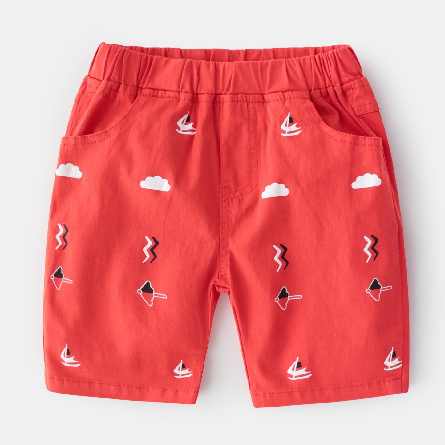 Boys Soft Thin Cotton Shorts - Beige, Navy, Red.